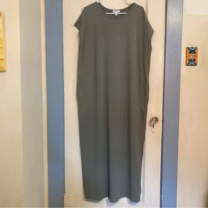 NORDSTROM SLEEVELESS COTTON MAXI TSHIRT DRESS - SOFTEST SAGE GREEN - LARGE